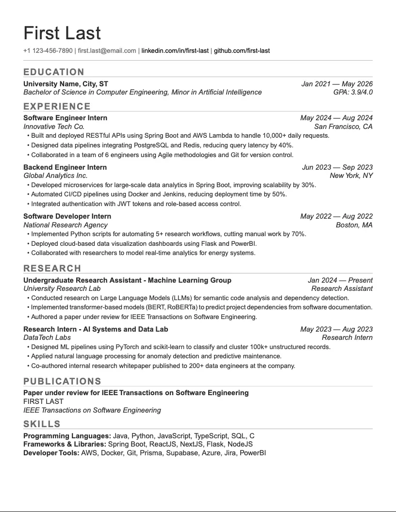 Deedy resume template preview